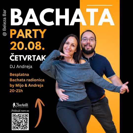 Bachata Party Četvrtak 20.08. Beleza Bar + Radionica by Mijo & Andreja